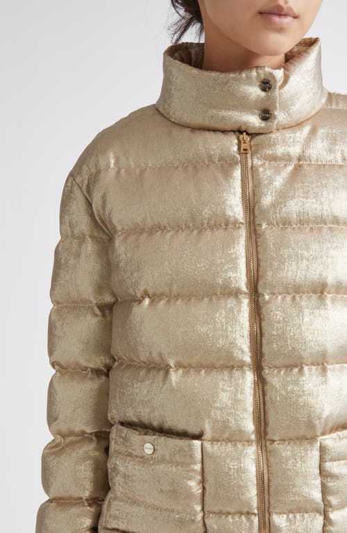 Herno Metallic Down Puffer Jacket In Gold