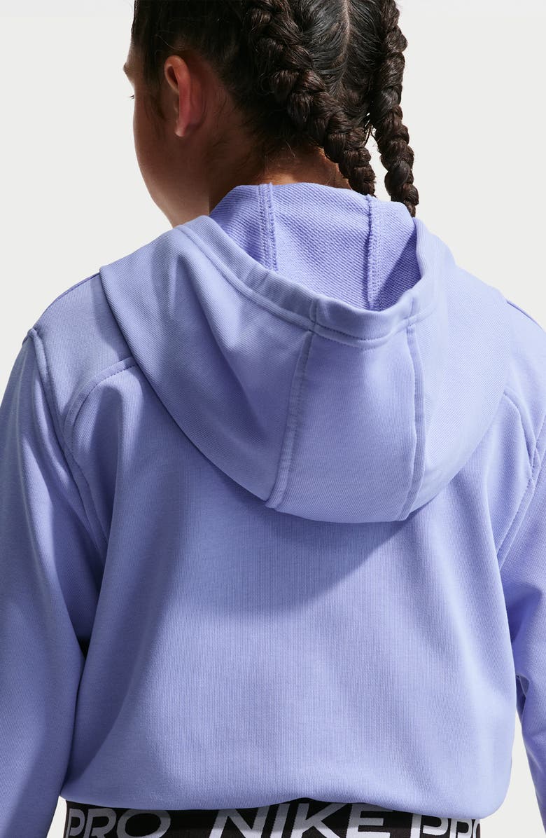 Nike Kids' Pro Fit Dri-FIT Full Zip Hoodie, Alternate, color, Light Thistle/ Black/ White