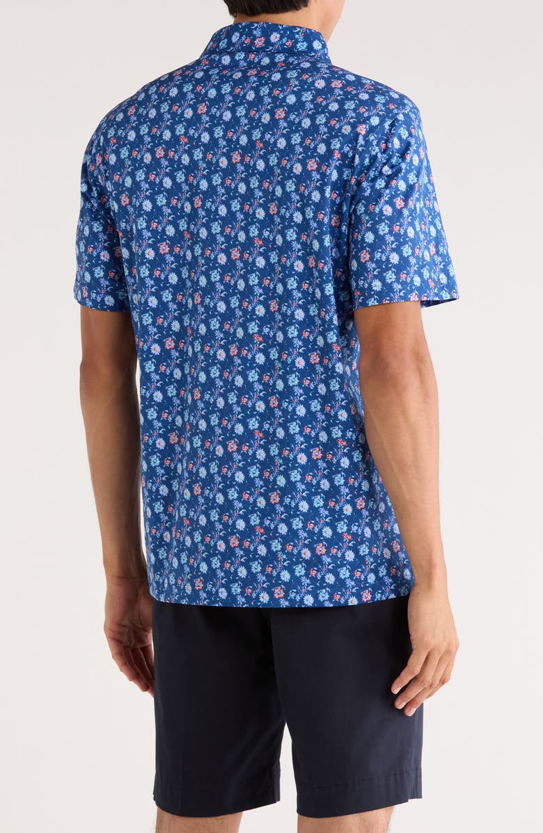 Bugatchi Victor Short Sleeve 8-Way Stretch OoohCotton<sup>®</sup> Knit Polo, Alternate, color, Night Blue