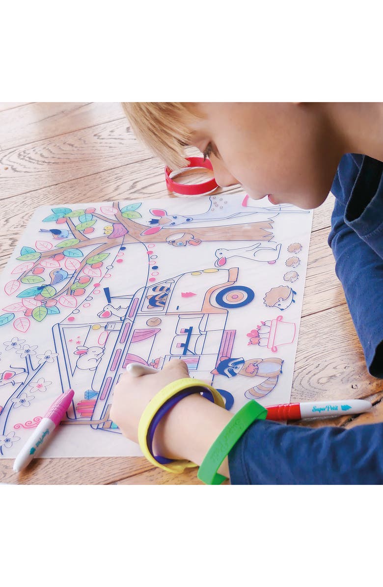 Scrunch Dream Van Reusable Coloring Mat & Washable Markers, Alternate, color, Multi