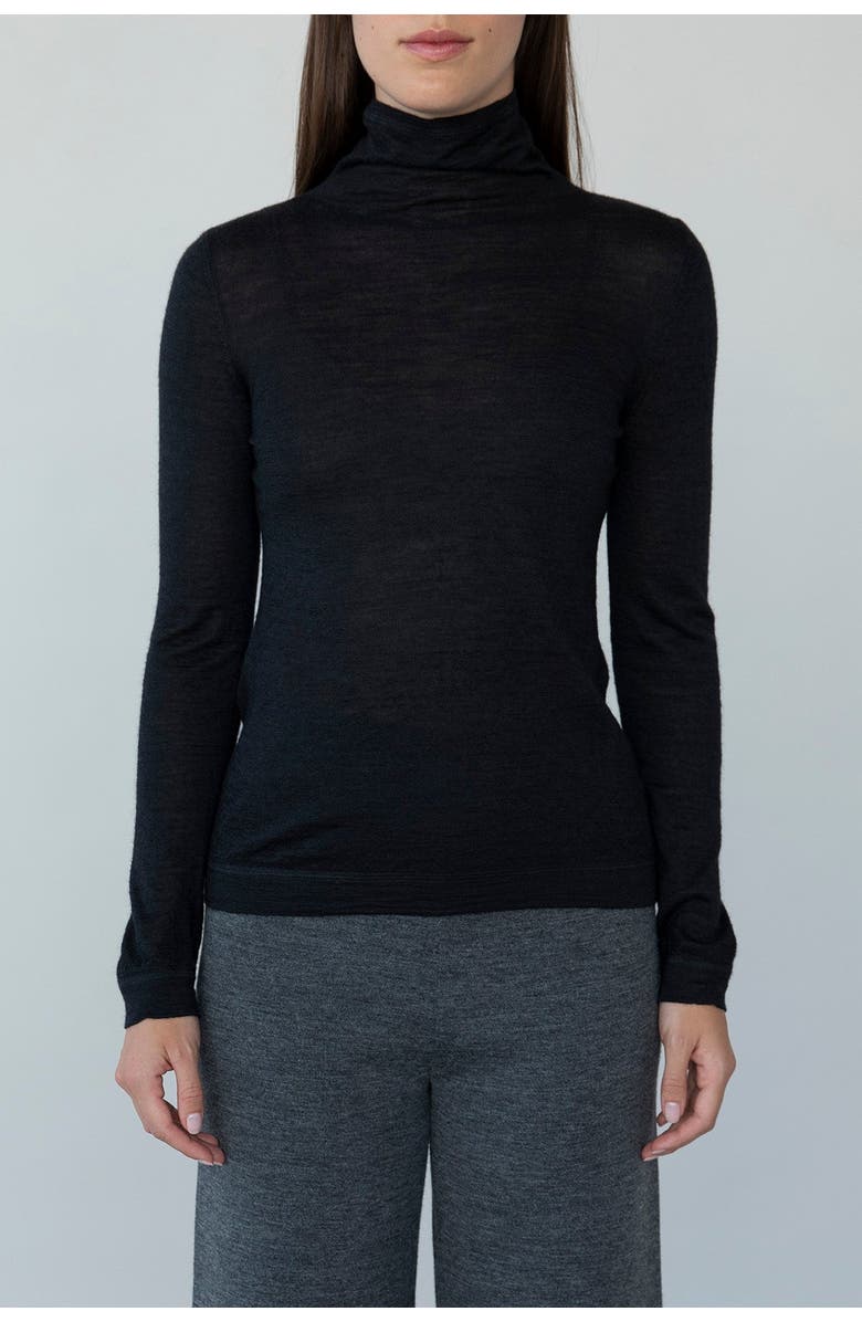 SSKEIN T Neck Pullover, Main, color, Black