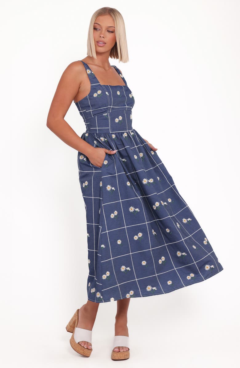 Petal & Pup Yolande Embroidered Sleeveless Midi Dress, Alternate, color, Blue Floral