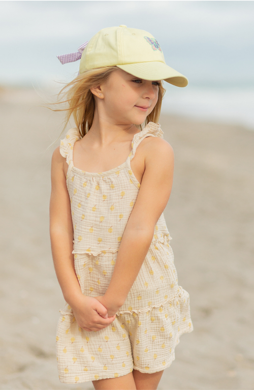 Bits & Bows Butterfly Twill Bow Baseball Hat In Yellow