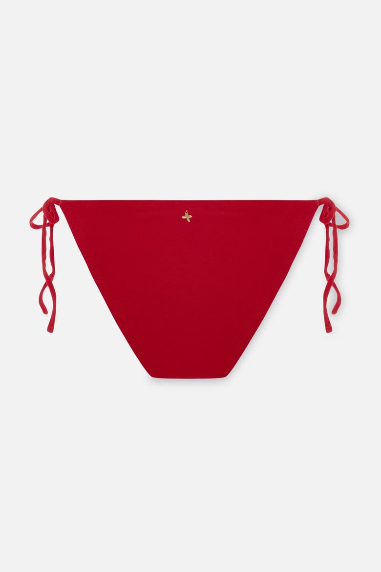 Terry Tie Side Bikini Bottom, Alternate, color, Red
