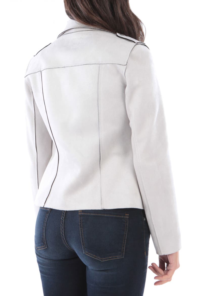Haddie Faux Suede Moto Jacket, Alternate, color, LIGHT GREY