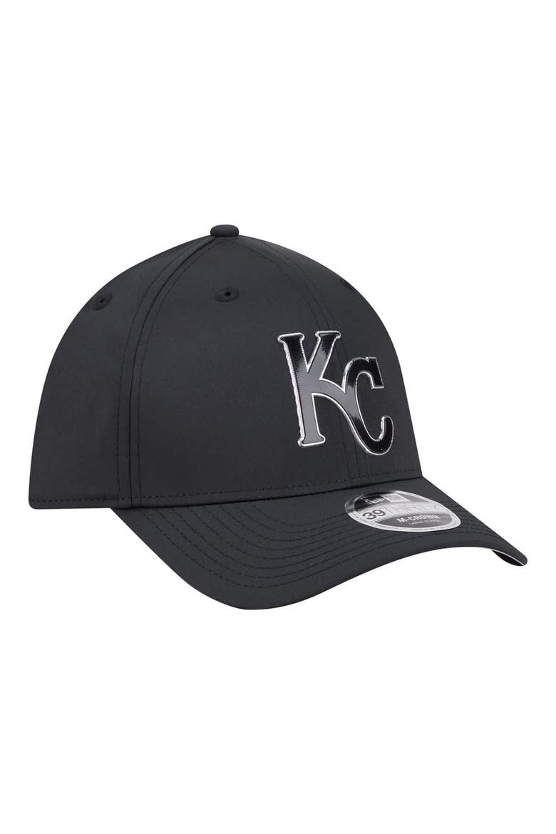 Men's New Era  Black Kansas City Royals Metallic 39THIRTY M-Crown Flex Hat, Alternate, color, Black