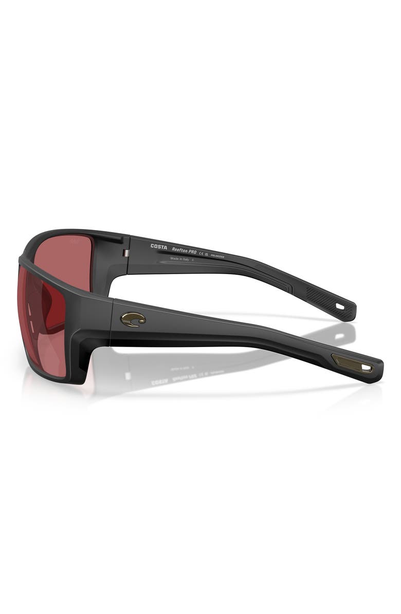 Costa Del Mar 63mm Polarized Rectangular Sunglasses, Alternate, color, Matte Black/ Rose