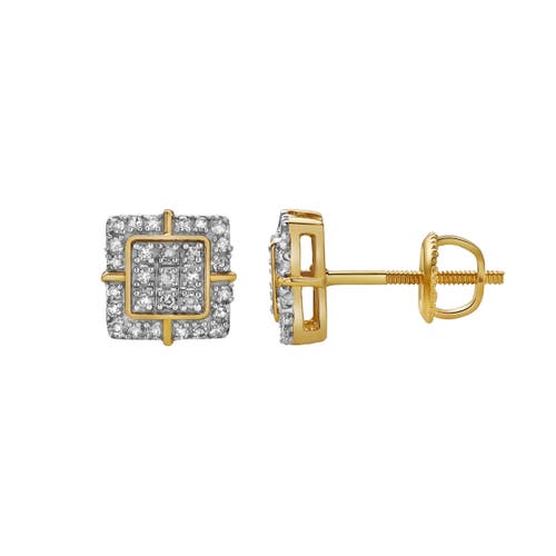 Luvmyjewelry Jubilo 10k Yellow Gold Diamond Unisex Earrings In 10k Yellow Gold
