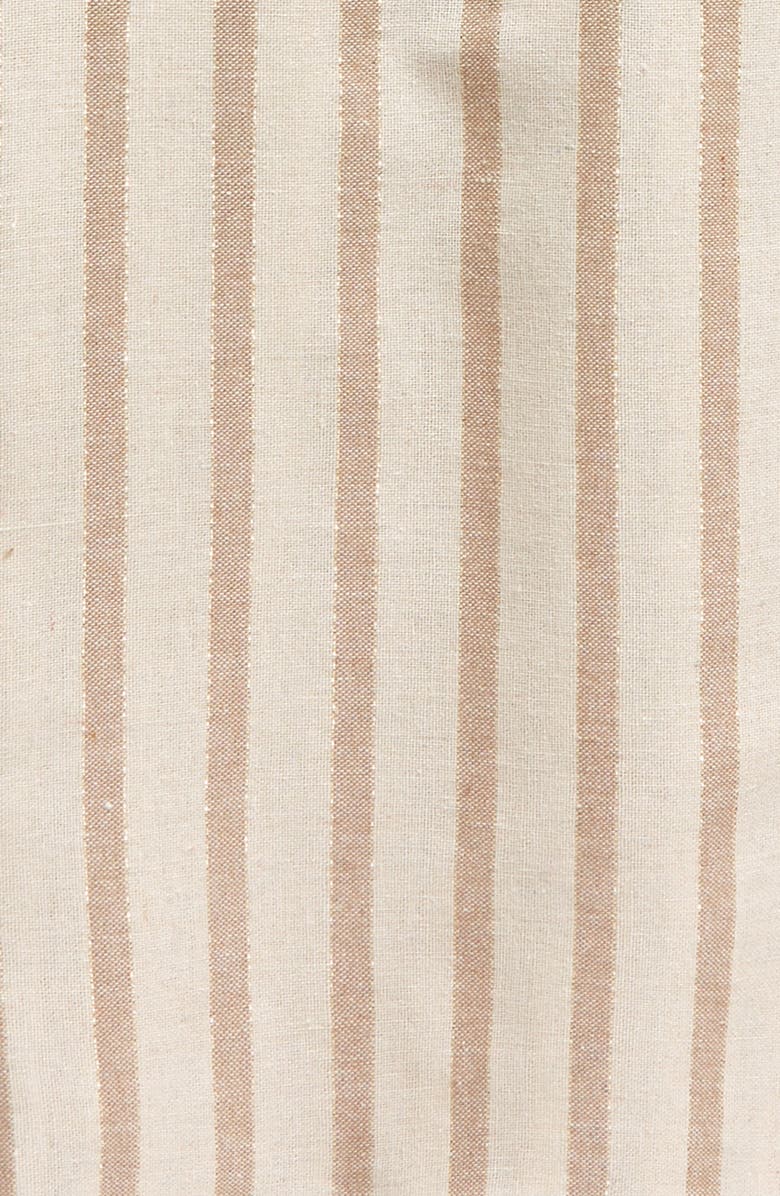 Manière Kids' Stripe Stretch Cotton Band Collar Henley, Alternate, color, Sand