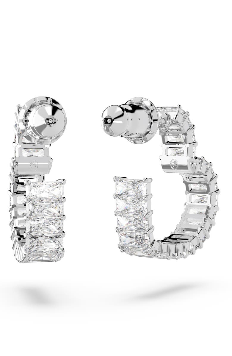 Swarovski Matrix Small Heart Hoop Earrings, Alternate, color, Silver