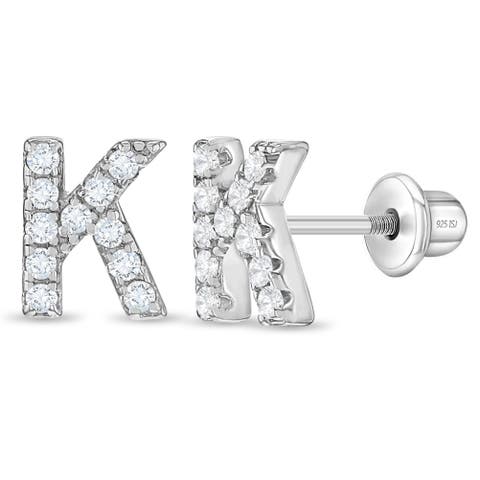 Cubic Zirconia Letter Initial Earrings