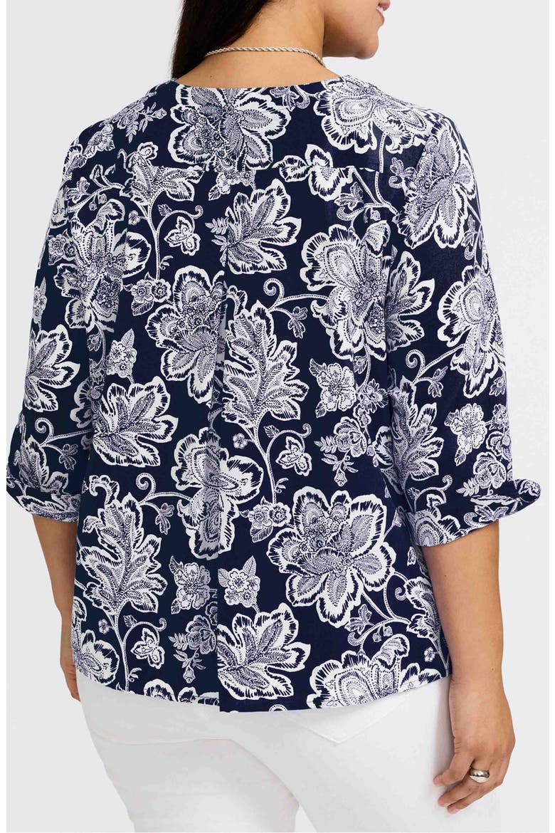 Vena Print Top, Alternate, color, NAVY/ WHITE
