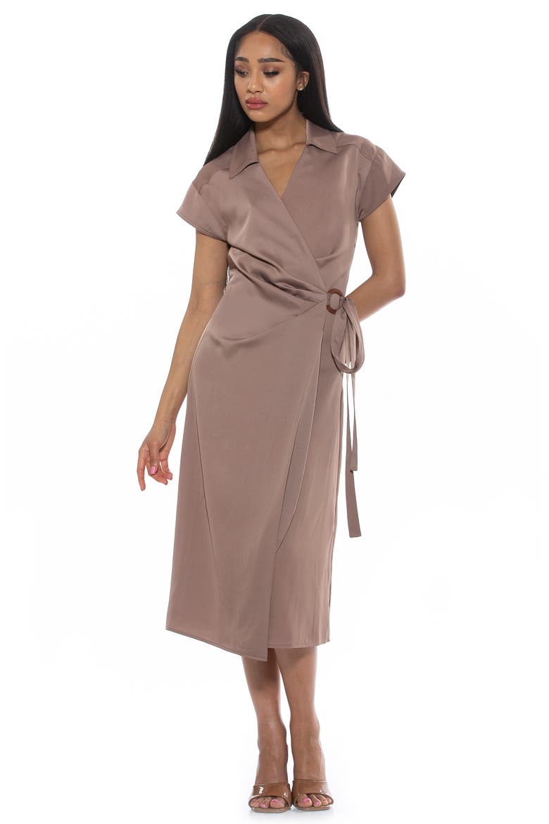 Paris Surplice Wrap Midi Dress, Alternate, color, NUDE