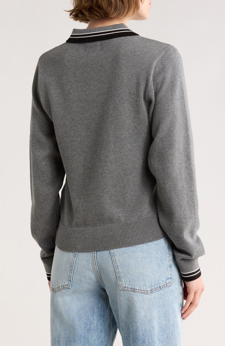 Obey Goalie Cotton Polo Sweater, Alternate, color, Grey Heather