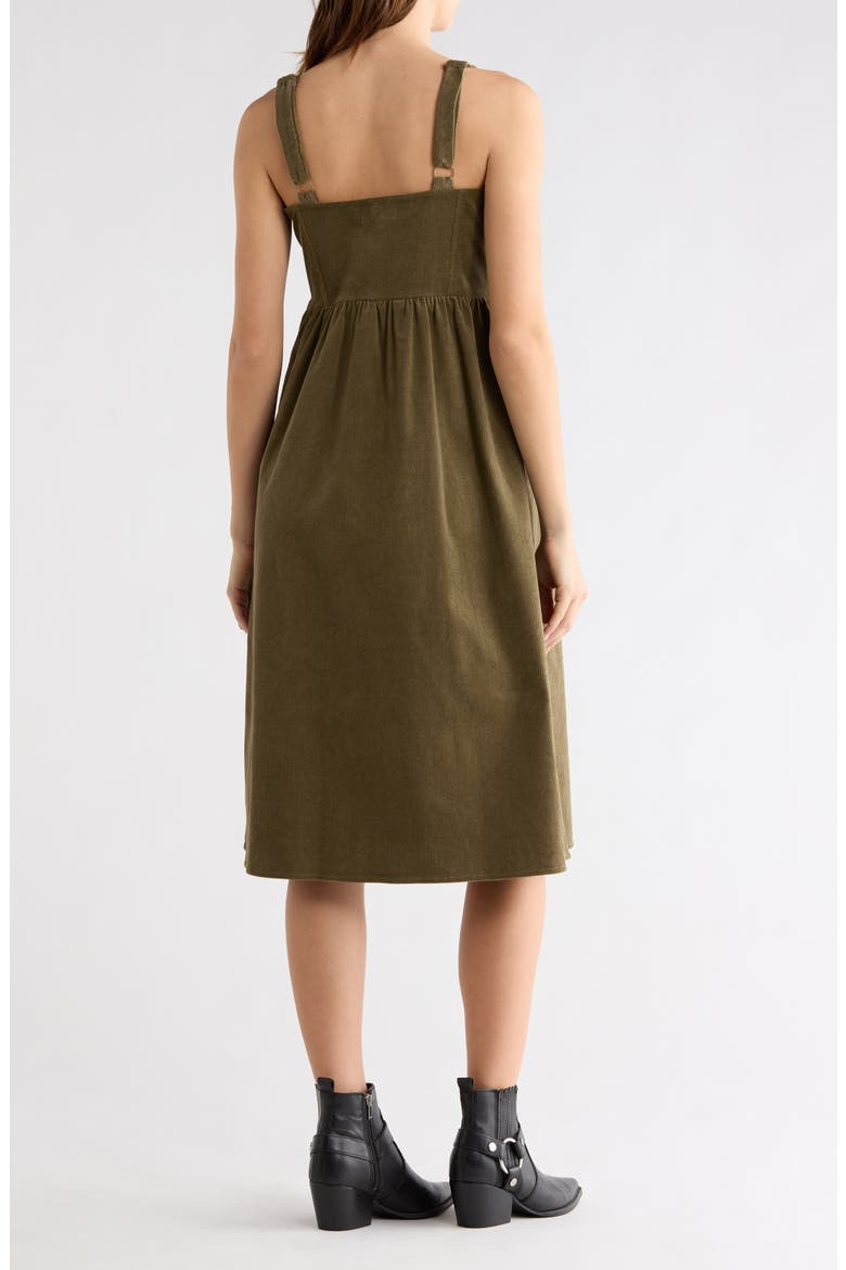 Corduroy Bow Strap Overalls Midi Dress, Alternate, color, TAUPE
