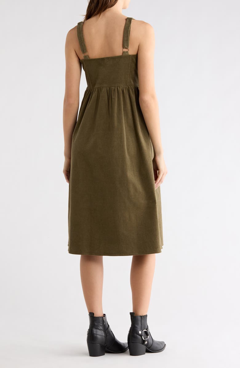 WISHLIST Corduroy Bow Strap Overalls Midi Dress, Alternate, color, Taupe