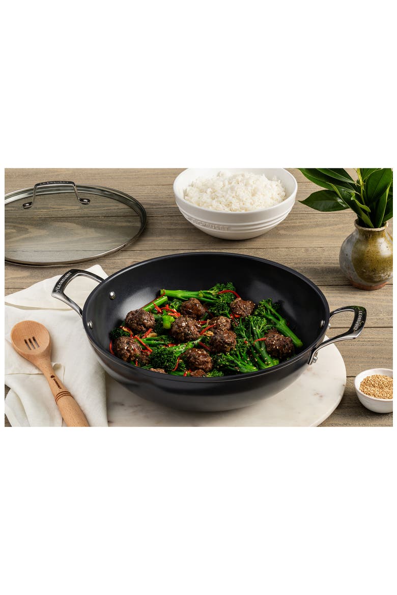 Essential Nonstick Ceramic Wok, Alternate, color, BLACK SILVER