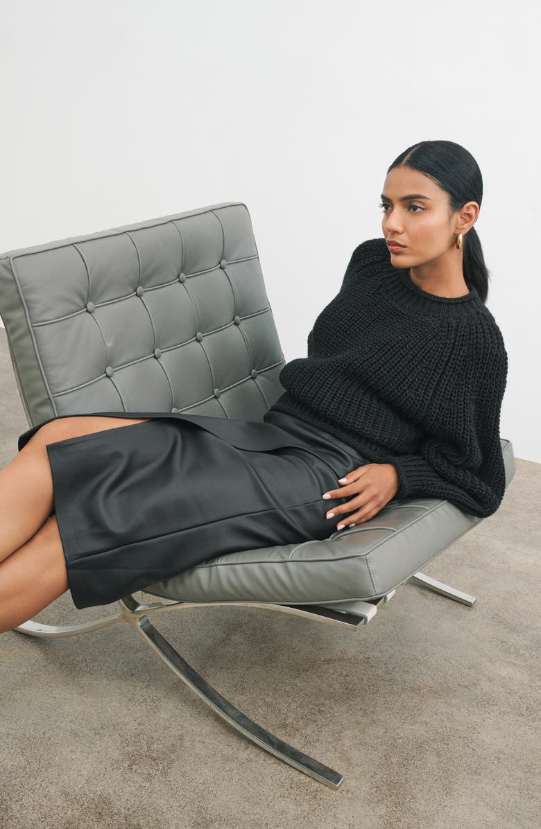 Marcella Nyssa Faux Leather Skirt, Alternate, color, Black