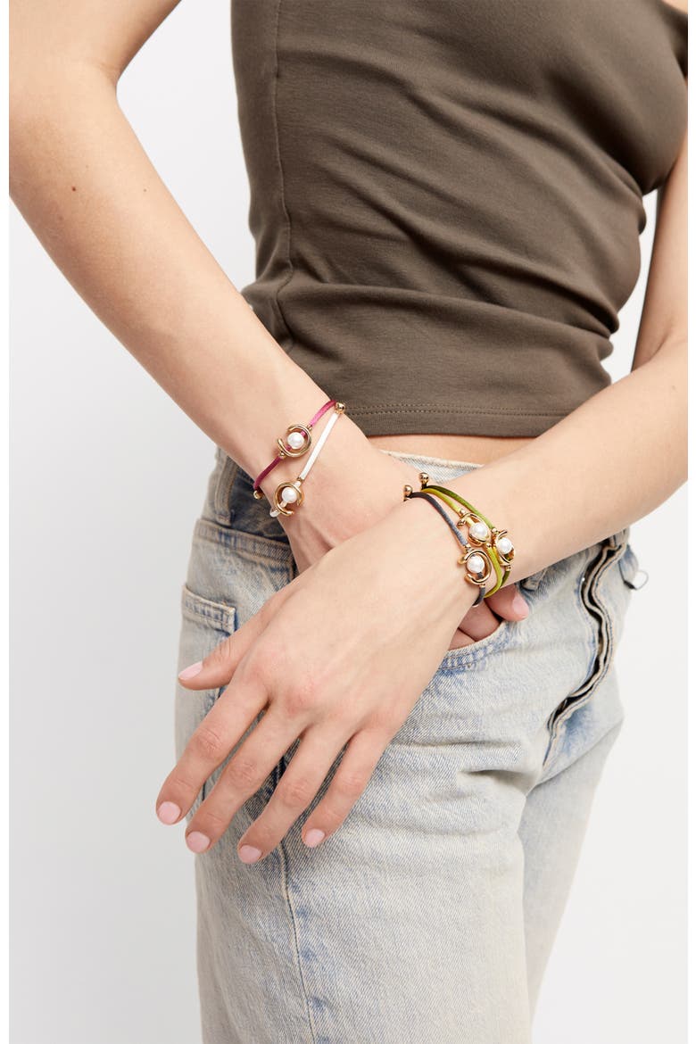 18K gold-plated mauve thread bracelet with shell pearl accessory, Alternate, color, Gold