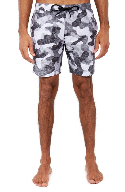 Slim Fit Camo Swim Trunks
