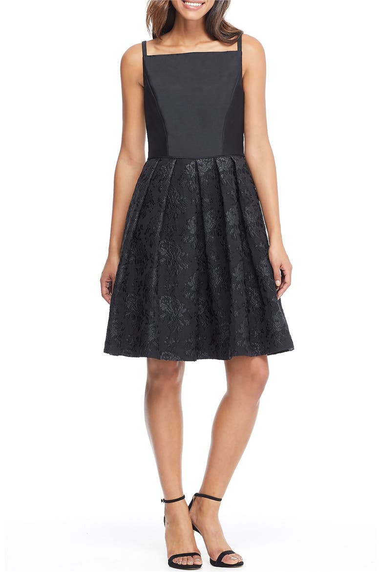 Midnight Floral Jacquard Dress, Main, color, BLACK