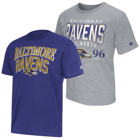 Men's Starter Purple/Heather Gray Baltimore Ravens Two-Pack Logo T-Shirt Set