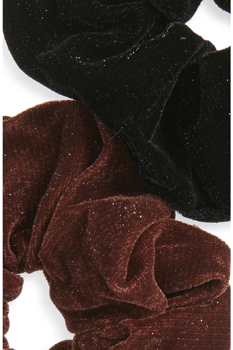 2-Pack Scrunchies, Alternate, color, BROWN/ BLACK