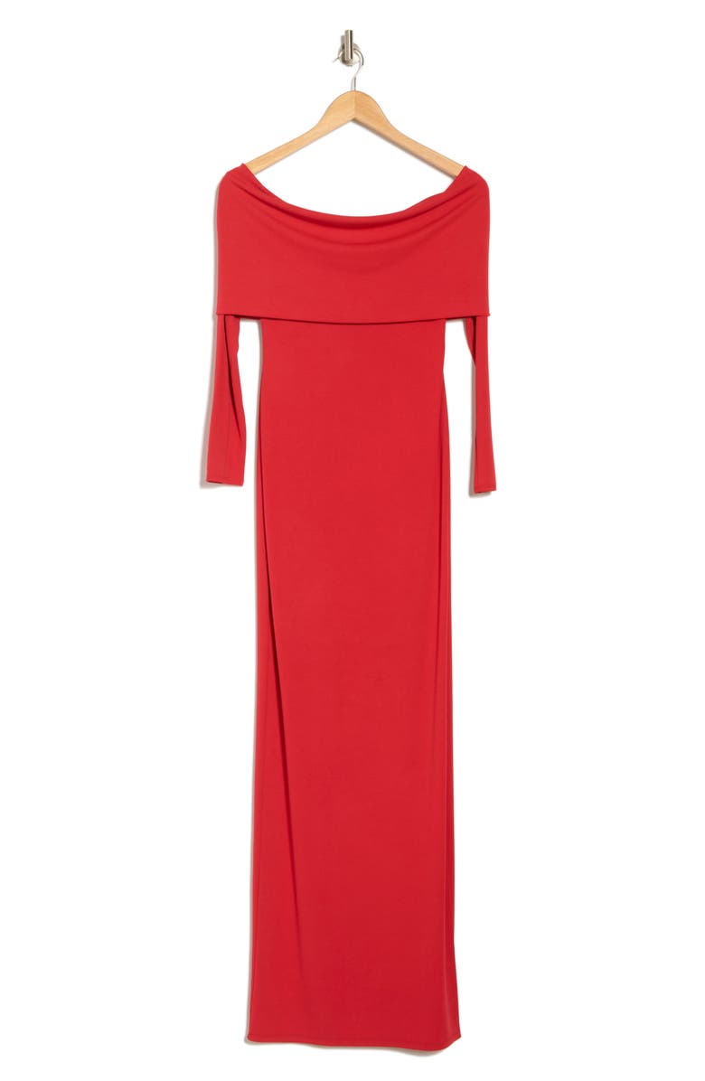 Alice + Olivia Coretta Off the Shoulder Long Sleeve Maxi Dress, Alternate, color,