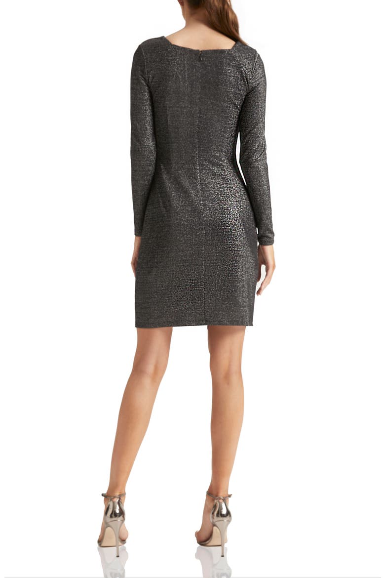 Metallic Knit Long Sleeve Sheath Dress, Alternate, color, BLACK/ SILVER