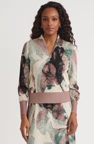 Misook Abstract Jacquard Soft Knit Sweater