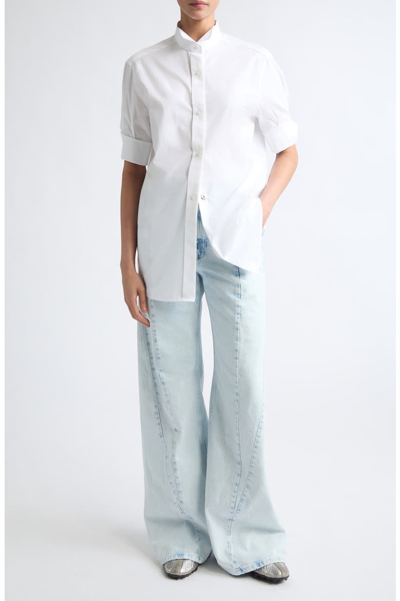 Short Sleeve Cotton Poplin Snap-Front Shirt, Alternate, color, WHITE