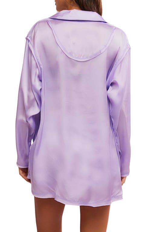 Shop Free People Like Honey Long-sleeve Satin Pajama Shirt In Orchid Bloom