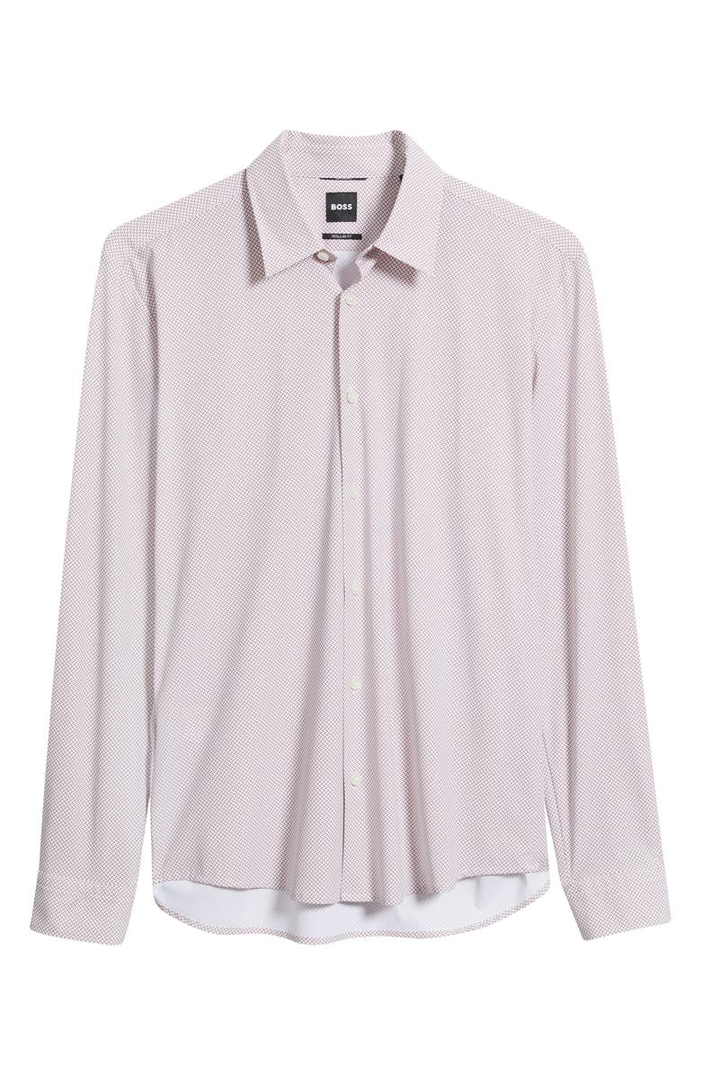BOSS Liam Print Button Front Shirt, Main, color, Light/ Pastel Pink