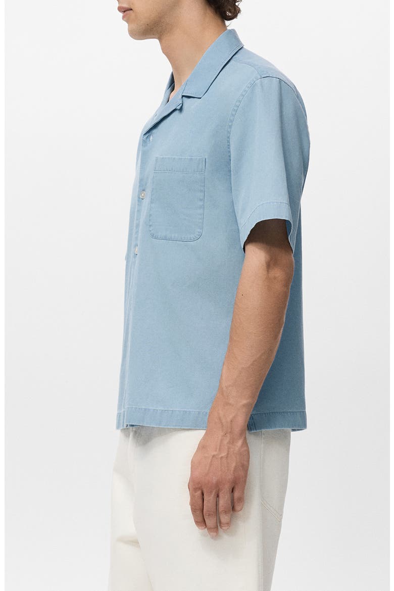 Cotton Denim Camp Shirt, Alternate, color, LIGHT BLUE