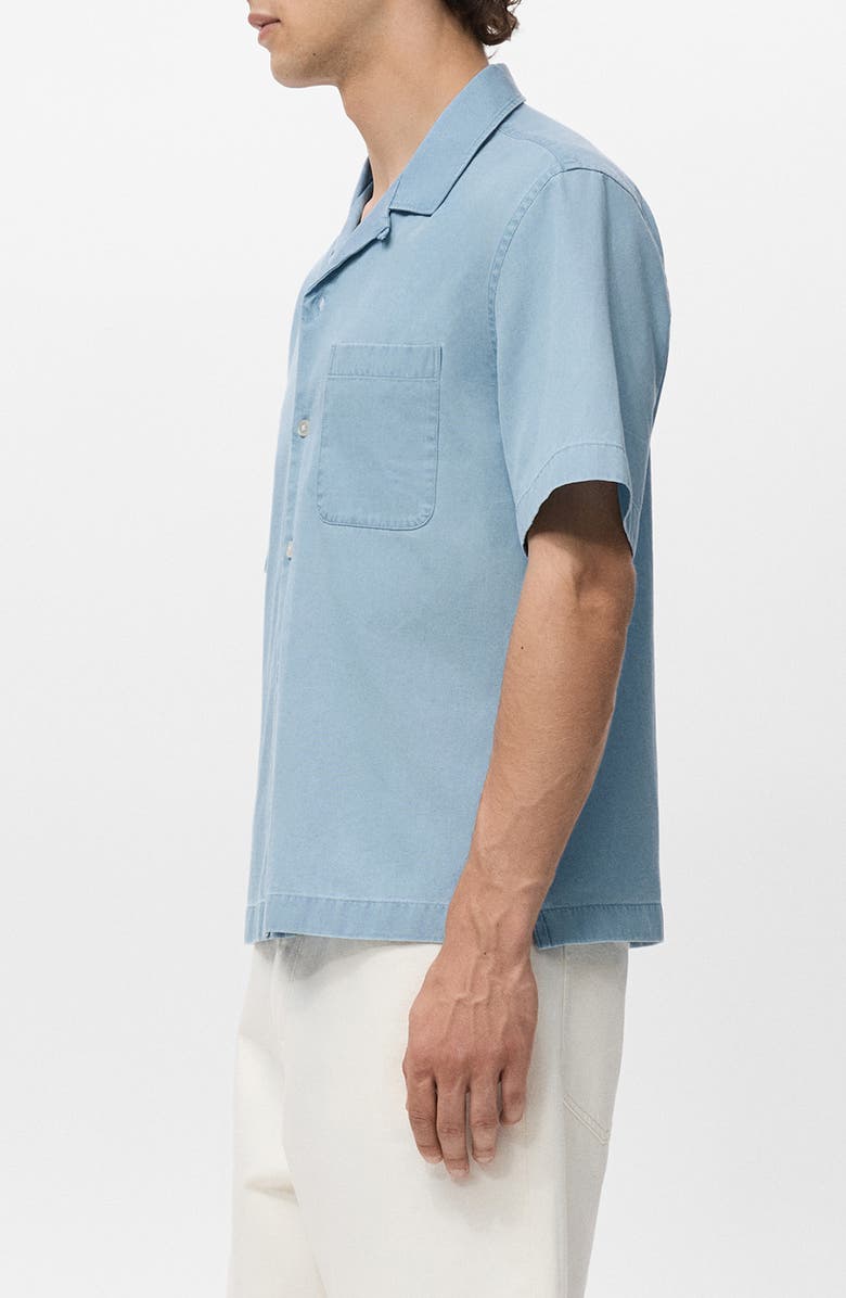 MANGO Cotton Denim Camp Shirt, Alternate, color, Light Blue