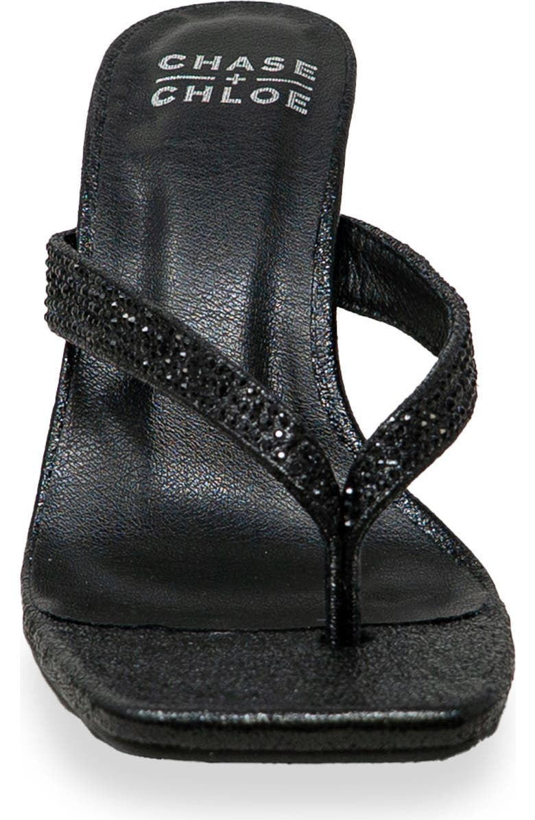 CHASE AND CHLOE Vixxy Embellished Toe Post Sandal, Alternate, color, Black
