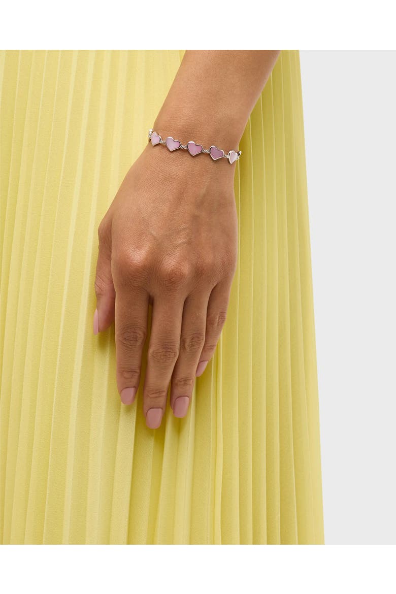 All Around Heart Bracelet Set In Sterling Silver, Alternate, color, Pink