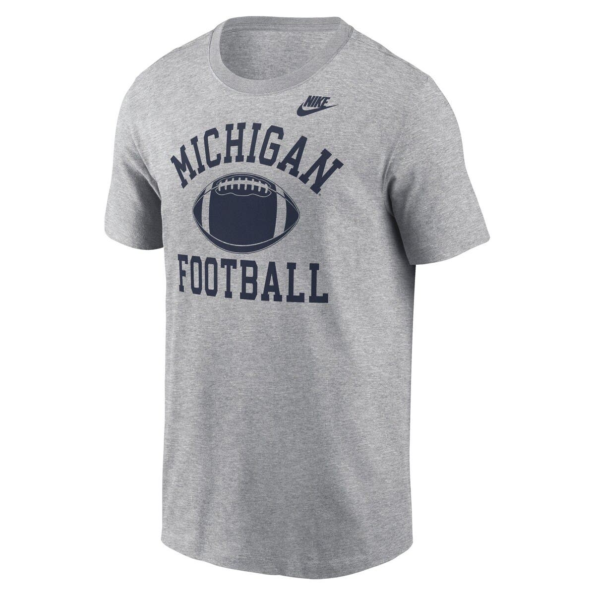Nike Men's Nike Heather Gray Michigan Wolverines Legacy Football Icon T ...