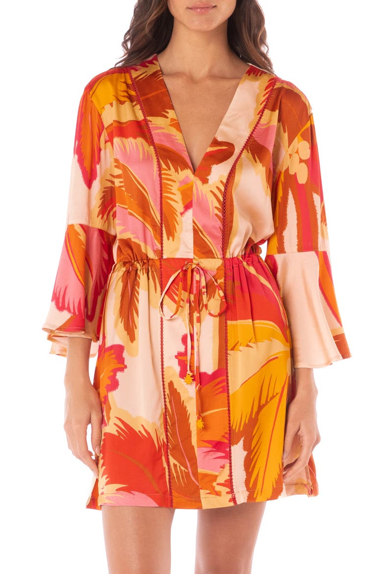 Jungle Palms Enjoyable Cover-Up Dress, Main, color, PINK