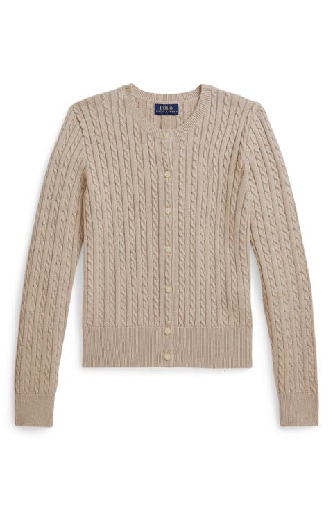 Kids' Cable Stitch Cotton Cardigan (Big Kid)