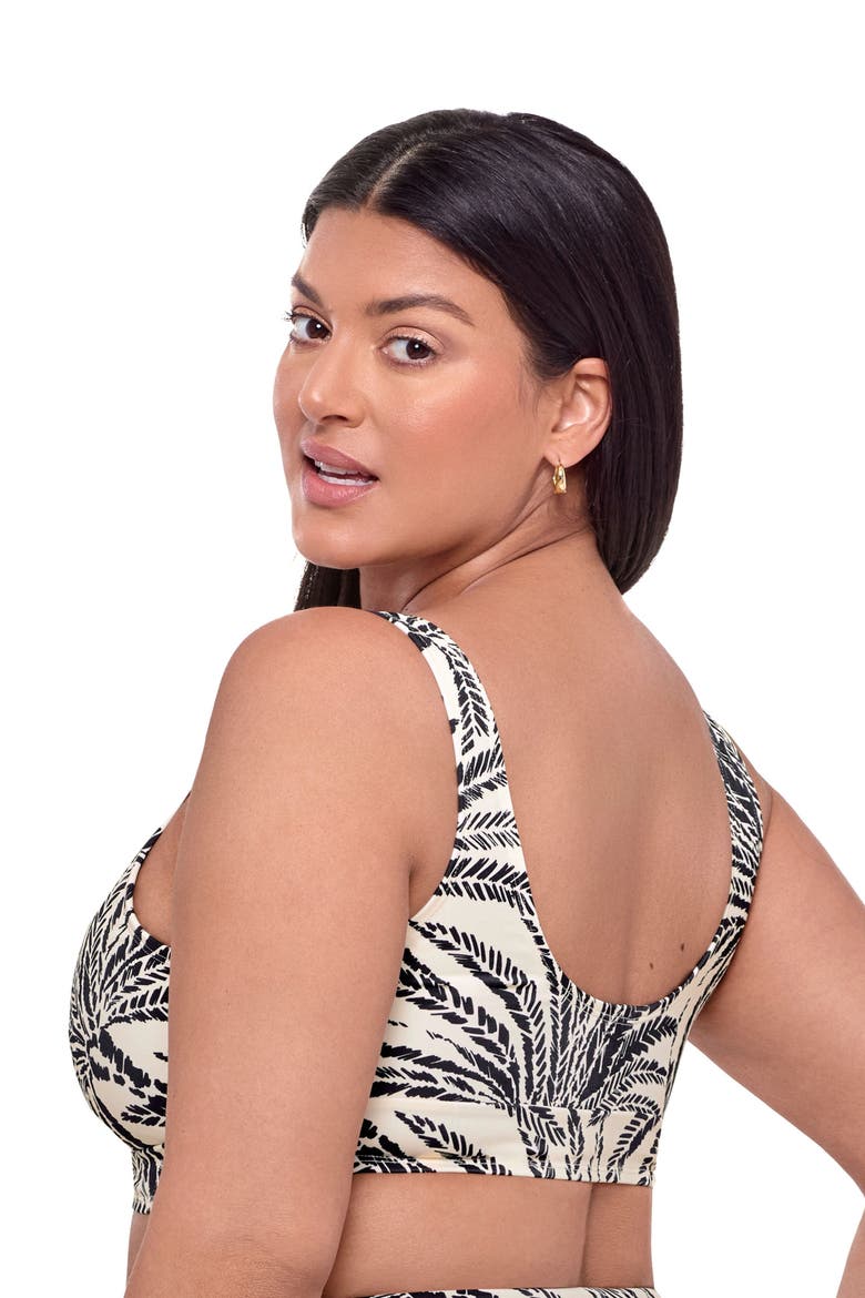 Supportive and Sculpting Banded Cinch Front Bikini Swimsuit Top, Alternate, color, Palm Royale
