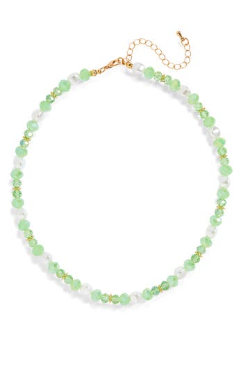 Tasha Crystal Beaded Collar Necklace In Mint