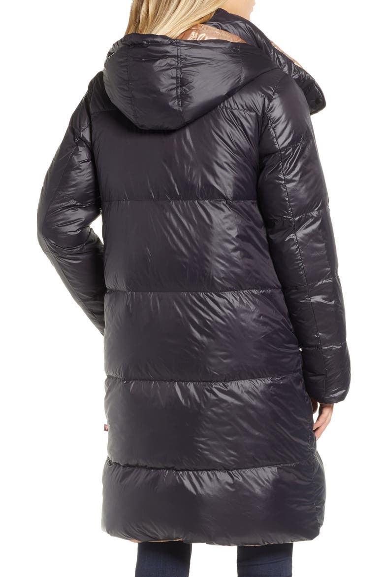 Reversible Puffer Jacket, Alternate, color, BLACK TO PEACH GLOW