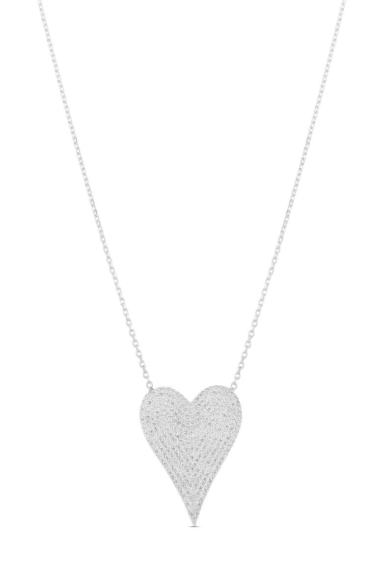 Jumbo Pavé Heart Pendant Necklace, Main, color, SILVER