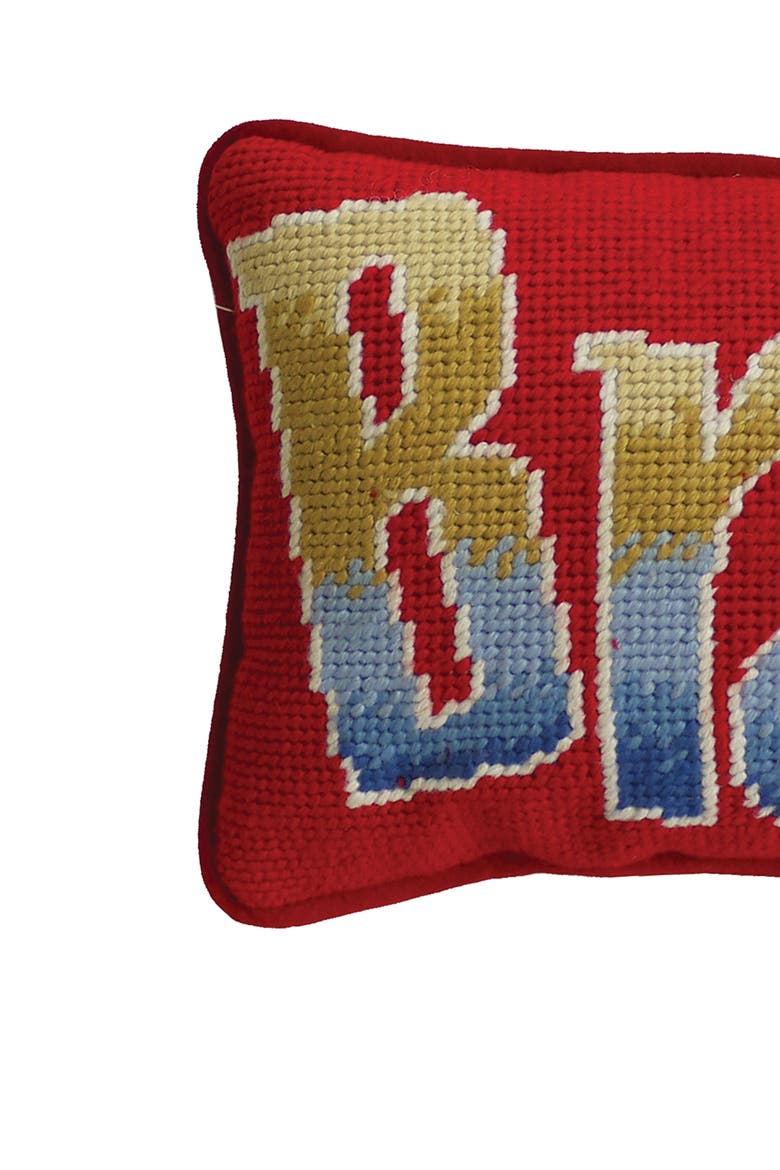 Ombre "Brat" Needlepoint Mini Accent Pillow, 6.5" x 9", Alternate, color, Red