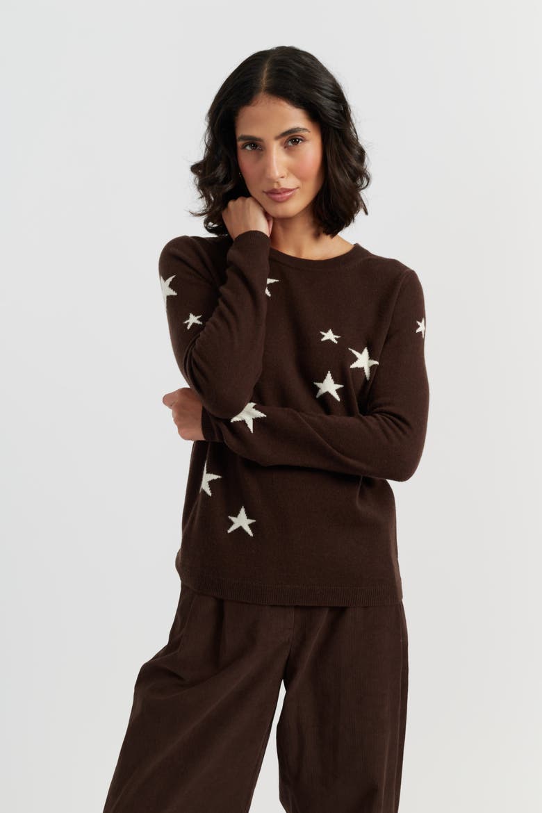 Wool Cashmere Star Sweater, Alternate, color, Chocolate