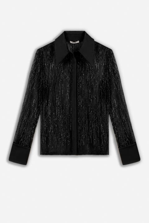 Sheer Metallic Thread Shirt