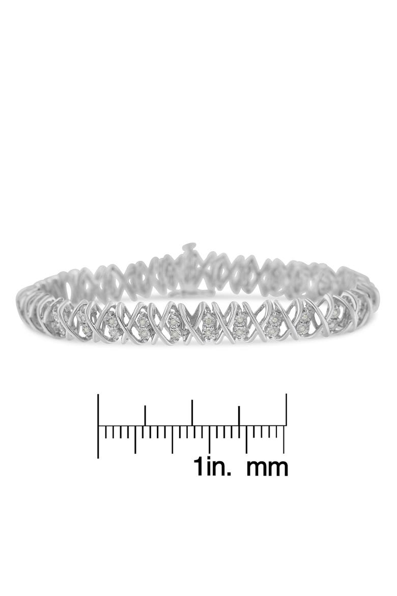 Silver rose-cut Diamond X-Link Bracelet, Alternate, color, White