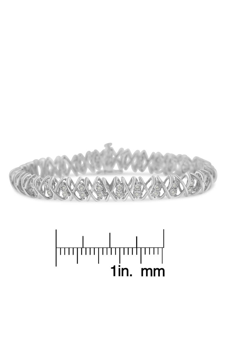 Haus of Brilliance Silver rose-cut Diamond X-Link Bracelet, Alternate, color, White