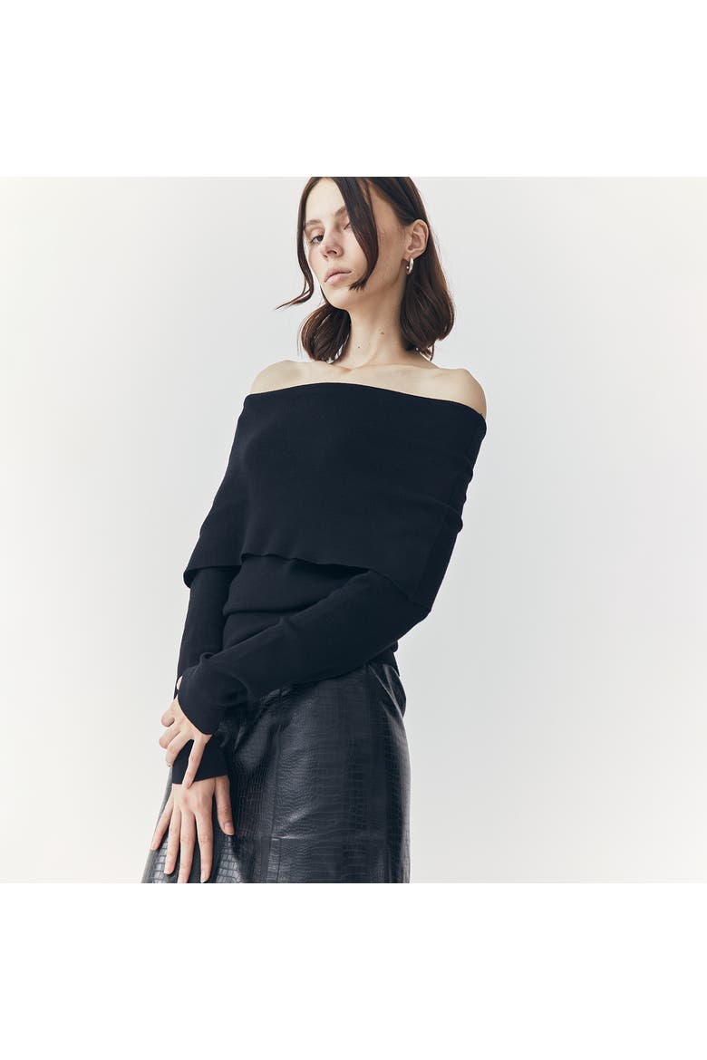 Sia Off Shoulder Knit Top, Alternate, color, Black